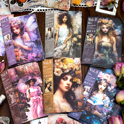 #ad 30PCS Pack Scrapbook Paper Vintage Collage Fairy Beauty Girl Bullet Journal $34.99