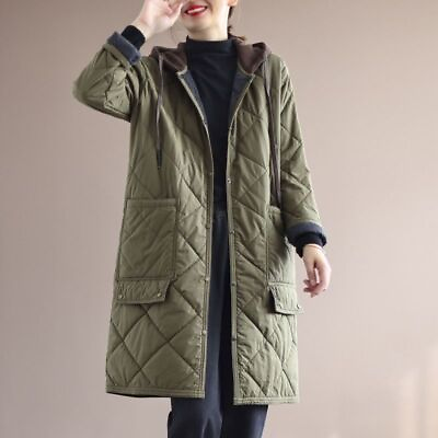 #ad Womens Winter Warm Casual Midi Parka Outwear Loose Fashion Hoodie Padded Coat $71.66