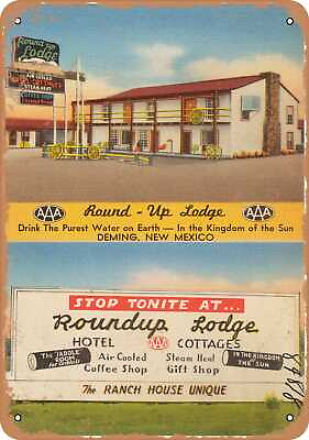 #ad Metal Sign New Mexico Postcard Round Up Lodge drink the purest water on $18.66