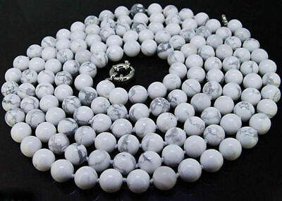 #ad Natural 6 8 10 12mm White Howlite Turquoise Round Gemstone Beads Necklace 18 50quot; $11.03