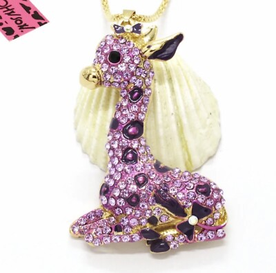 #ad Betsey Johnson Cute Adorable Purple Rhinestone Baby Giraffe $18.96