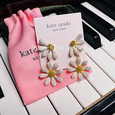 #ad NWT Kate ks Spade Double Dazzling Daisy Flower Opal Statement Drop Earrings $17.99