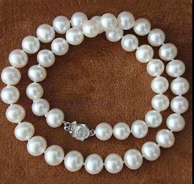 #ad 18quot; 9 10mm Natural South Sea Genuine White Round Pearl Necklace C $69.90