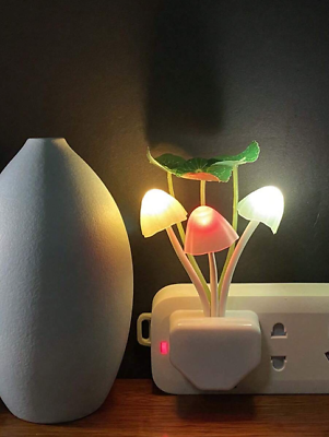 #ad Romantic LED Night Light Sensor Plug in Wall Lamp Home Illumination Mushroom US $4.99