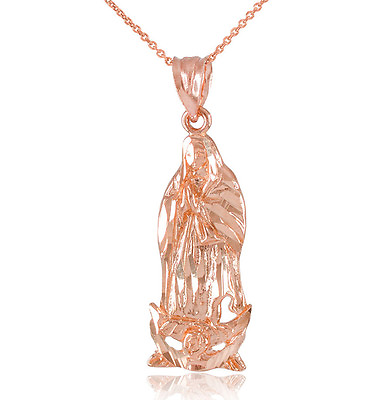 #ad Rose Gold Our Lady Virgin Mary Virgen Maria De Guadalupe Pendant Necklace $185.99
