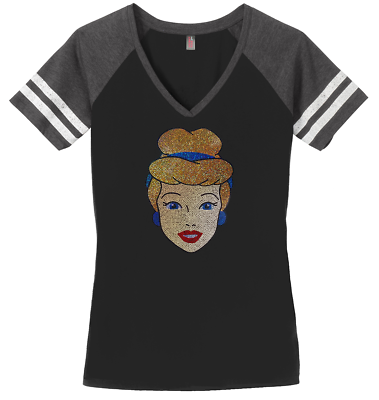 #ad Women#x27;s Cinderella Princess T Shirt Ladies Tee Shirt S 4XL Bling V Neck $34.99