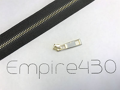 #ad Continuous Zipper Chain by Feet Unfinished Zipper Metal #5 Gold Black Tape $112.00