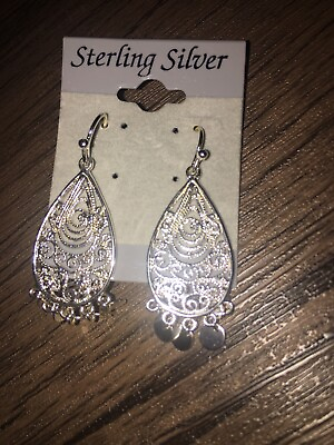 #ad Sterling Silver chandelier hook earrings. With 925 stamp $40.00