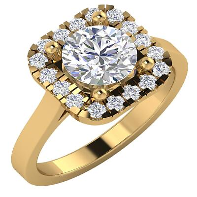 #ad Solitaire Cushion Halo Engagement Ring I1 G 1.90 Ct Round Diamond 14K Solid Gold $4335.99