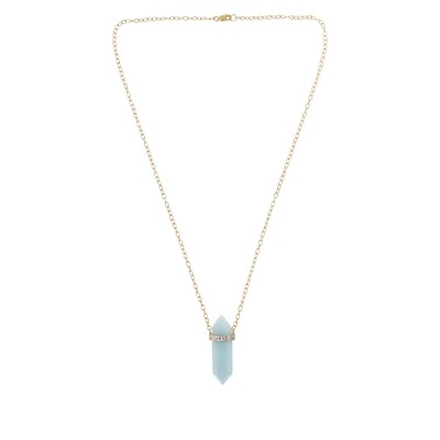 #ad Womens Blue Aquamarine Crystal Spiritual Gemstone Sterling Silver Necklace New $128.99