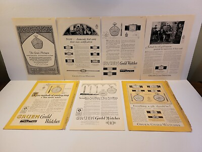 #ad Vintage Gruen Guild Watch Print Ad Lot Of 6 From 1920#x27;s $17.49