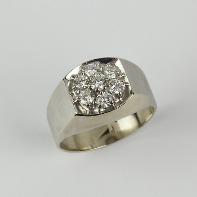 #ad 14k White Gold 0.80 Carat Diamond Mens Ring Band Size 11 $899.00