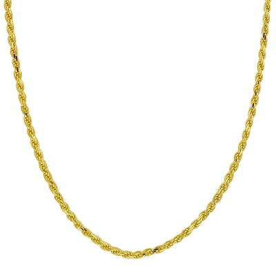 #ad Chain Gold Rope Yellow Necklace 10k Solid Gold Diamond Cut Pendant Women Men 1mm $199.99