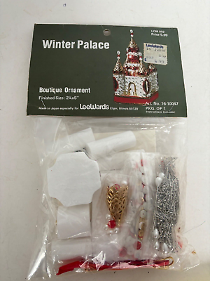 #ad LeeWards WINTER PALACE Castle Boutique Sequin Bead Vtg Christmas Ornament KIT $50.00