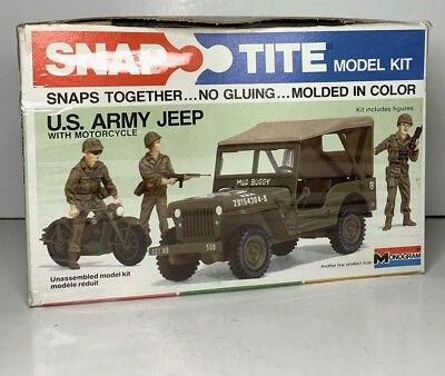 #ad #ad RARE MONOGRAM #1007 U.S ARMY JEEP w MOTORCYLE *Kit includes figures $38.85
