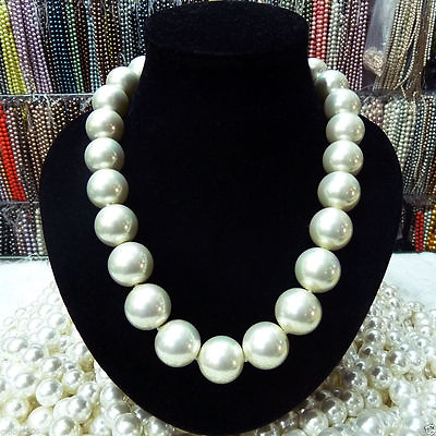 #ad Rare Huge 8MM 10MM 12MM 14MM 20mm South Sea White Shell Pearl Necklace AAA 18quot; $7.99
