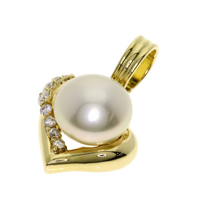 #ad Pearl Pearl Diamond Pendant top K18 Yellow Gold 11.8g $1392.00