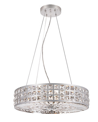 #ad Polished Chrome And Crystal 6 Light 18.75quot; Chandelier Pendant Orig $1500 $239.99