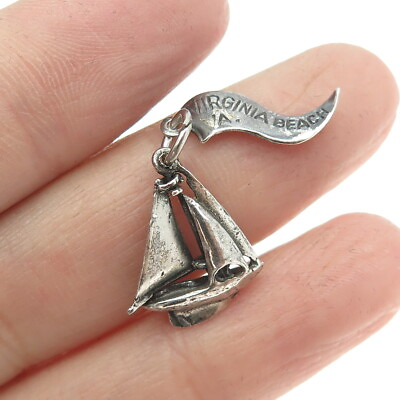 #ad PACIFIC JEWELRY Sterling Silver Vintage Virginia Beach Sailboat Charm Pendant $22.95
