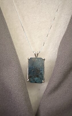 #ad Delicate Lapis Lazuli 925 Sterling Silver Pendant Necklace 18 In $45.00