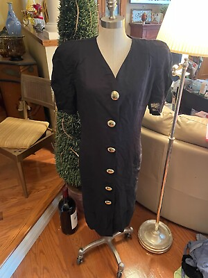 #ad UNIQUE VINTAGE LAYERED JACKET ATTACHED DRESSBlack By KWAI short SLEEVE SIZE 14 $39.99