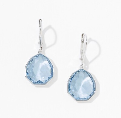 #ad 💎Touchstone Crystal Earrings 1” Drop Aquamarine Rhodium New Condition $59.00