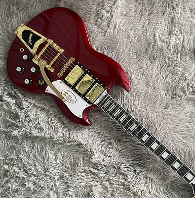 #ad Custom SG Electric Guitar Red HHH Pickups Black Fretboard Tremolo Bridge Guitar $262.20