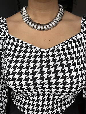 #ad choker necklace color Silver $44.00
