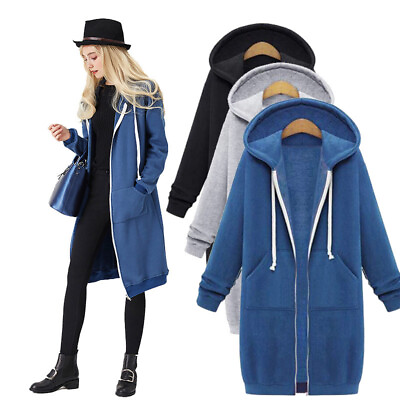 #ad Overcoat Outwear Hoodie Cardigan Jacket Coat Hooded Long Sleeve Zip Up Women new $20.08