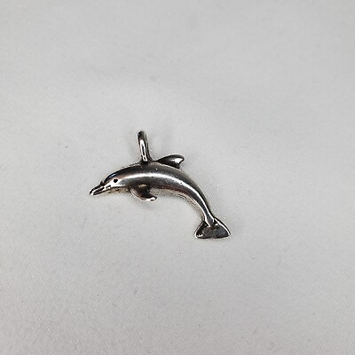 #ad 925 Sterling Silver Dolphin Pendant 1in $4.79
