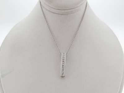 #ad Channel Set Princess Cut Diamonds Pendant Solid 14k White Gold Necklace 16quot; $495.00