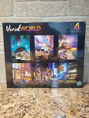 #ad Buffalo Games 4 in 1 Vivid World Scenery Skyline Panoramic Puzzle Multipack New $29.81