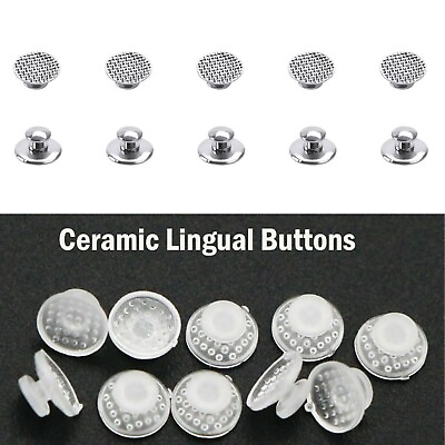 #ad 100Pcs Dental Orthodontic Ceramic Clear Metal Lingual Button Round Bondable Base $54.99
