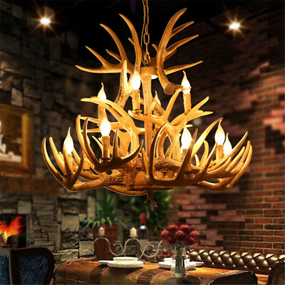 #ad Deer Antler Chandelier Lamp Light Rustic Resin Ceiling Pendant Lighting Fixture $349.00
