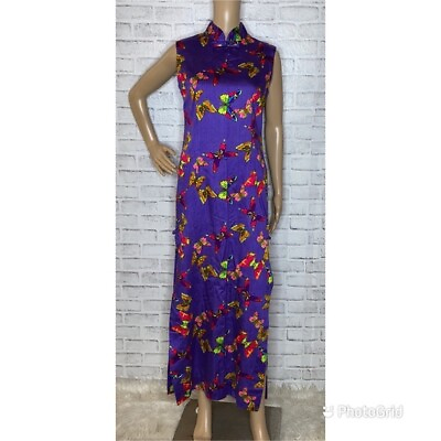 #ad Ponape Honolulu vintage maxi dress royal purple butterflies $111.75