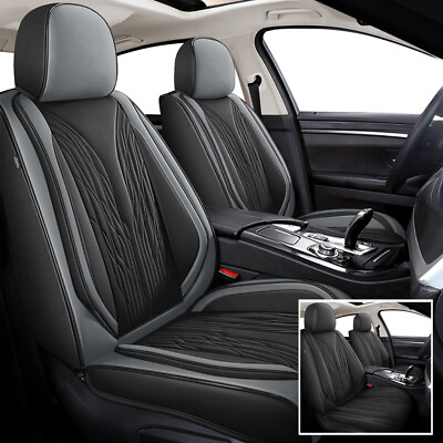 #ad 5 Seat Covers PU Leather Frontamp;Rear For Subaru XV Crosstrek 2013 2015 Gray Black $130.00
