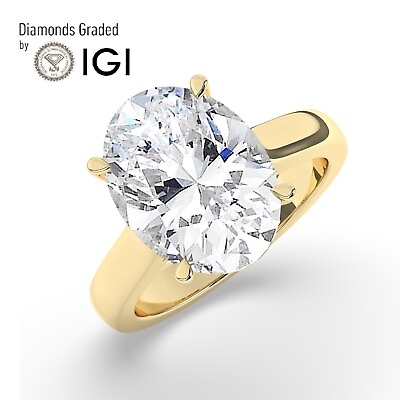 #ad Oval Solitaire 18K Yellow Gold Engagement Ring5 ct Lab grown IGI Certified $4162.90