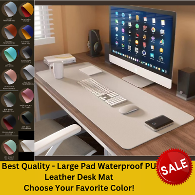 #ad Large Pad Waterproof PU Leather Desk Mat Mousepad Keyboard Pad Table Cover Pad $16.99