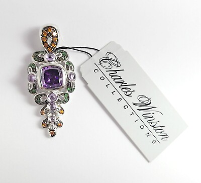 #ad Charles Winston Pendant multicolor synth gemstones cz sterling Purple center $35.00