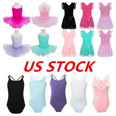 #ad US Kids Girl Ballet Dance Dress Tutu Skirt Gym Skating Leotard Jumpsuit Costume $13.49