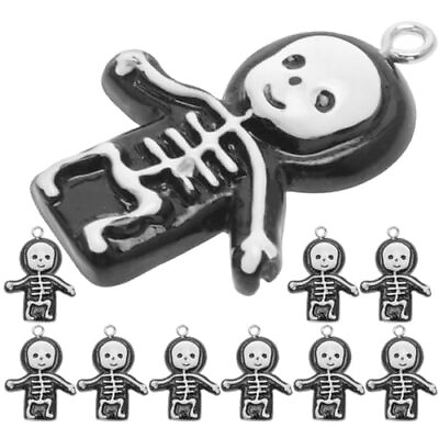 #ad 10Pcs Skeleton Charms Resin Halloween Skeleton Body Skull Charm Pendants for ... $15.90