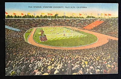 #ad Palo Alto Stanford University Stadium Aerial View California Postcard c1940 $5.83