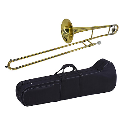 #ad Bb B Flat Alto Slide Trombone Brass Gold Lacquer Band Instrument with Case J7Q6 $137.94