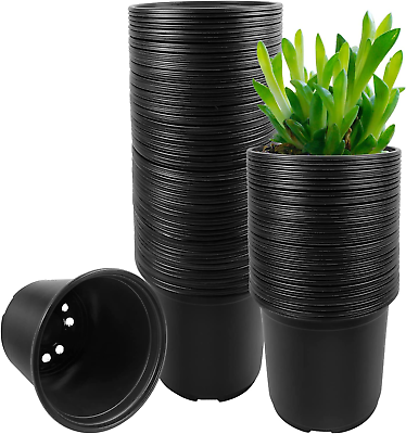#ad 100 Pack Plastic Plant Pots Assorted Sizes Nursery Pots $13.99