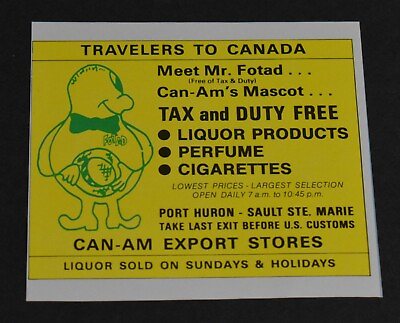 #ad 1979 Print Ad Michigan Canada Mr Fotad Can Am Mascot Duty Free Export Art $17.98