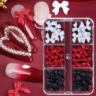 #ad Valentine’s Day Ribbon Bow Knot Nail Charms 30 Pcs 3D Cute Resin Bow Knot A2 $12.13