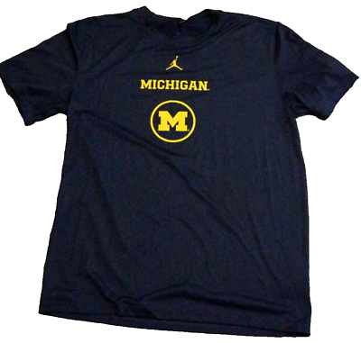 #ad Nike Air Jordan Michigan Wolverines NCAA Mens Basketball Large T Shirt Blue $17.99