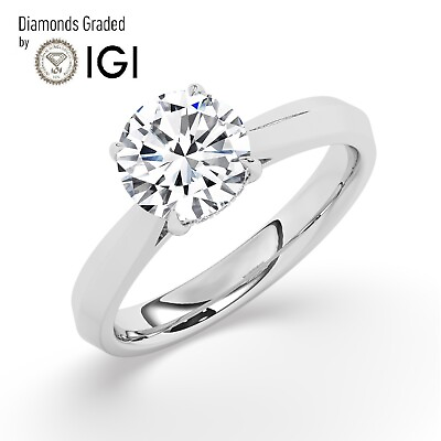 #ad IGI 2.50 CT Solitaire Lab Grown Round Diamond Engagement Ring 18K White Gold $2168.00