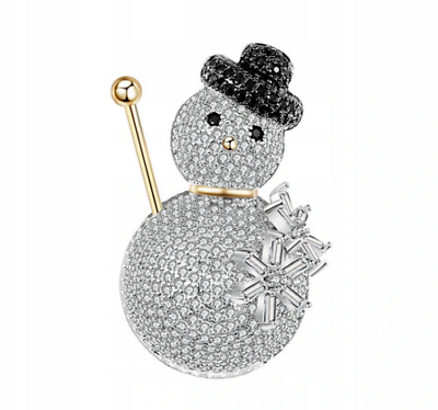 #ad Elegant Christmas Snowman With Round Cut White White Stone Handmade Charm Brooch $284.00