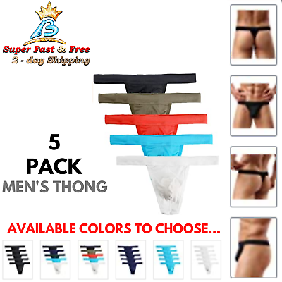 #ad Mens G String Thong Sexy Underwear Stretch T Back Cotton Casual Everyday 5 Pack $35.52